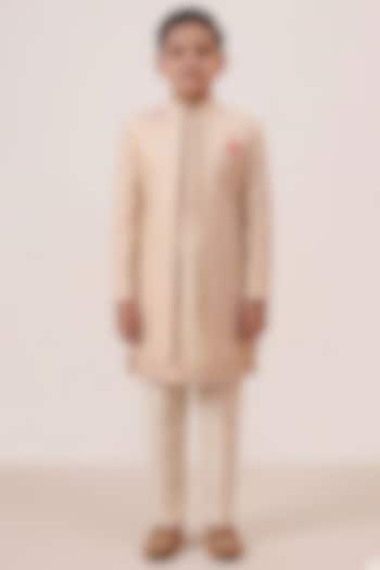 Multi-Colored Embroidered Jacquard Indowestern Set For Boys by Zoop Kids at Pernia's Pop Up Shop