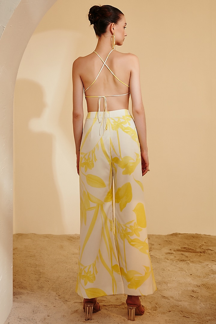 Yellow & White Luxury Crepe Pant Set by Zosia at Pernia's Pop Up Shop