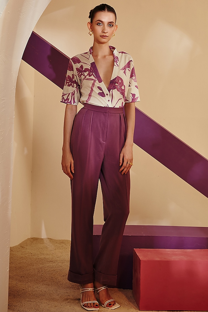 Mauve Luxury Crepe Pant Set by Zosia at Pernia's Pop Up Shop