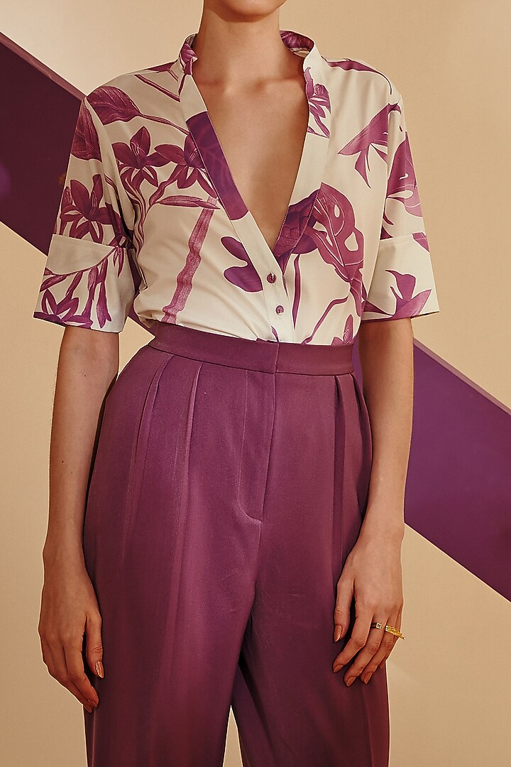 Mauve Luxury Crepe Pant Set by Zosia at Pernia's Pop Up Shop