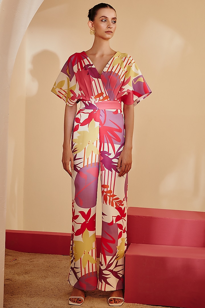 Multi-Colored Crepe Printed Jumpsuit by Zosia