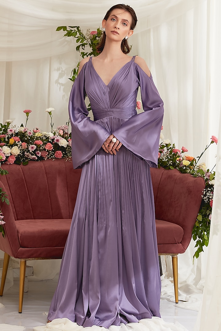 Mauve Luxury Crepe Satin Gown by Zosia