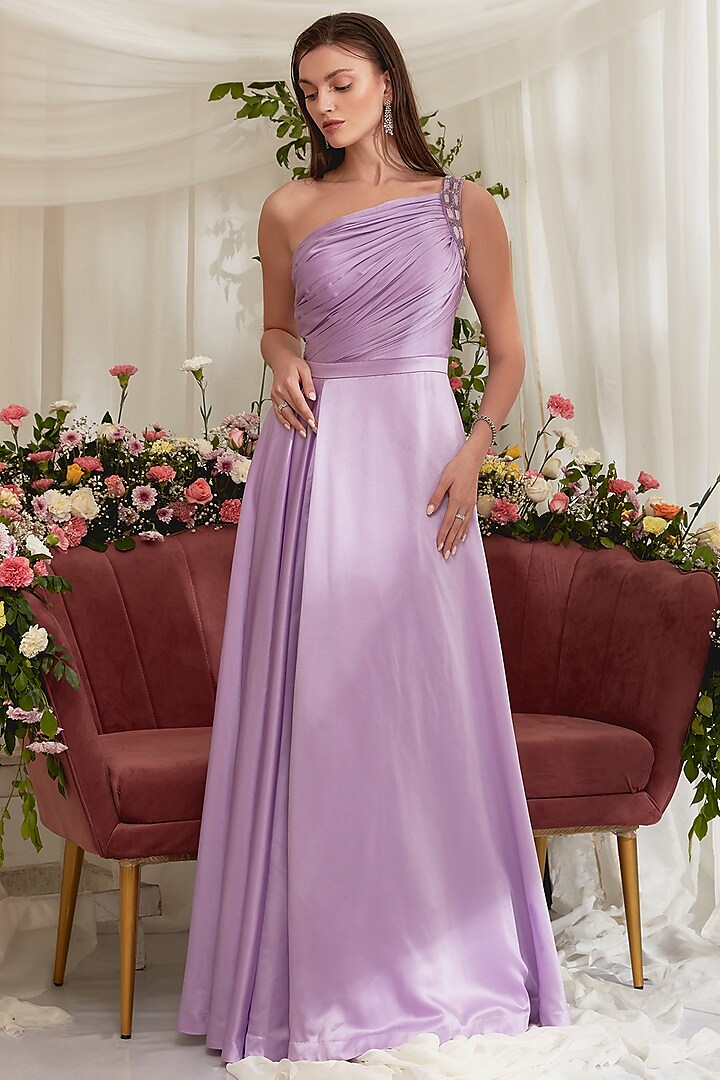Lilac One-Shoulder Gown by Zosia