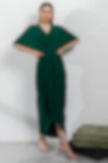 Emerald Green Draped Dress by Zosia