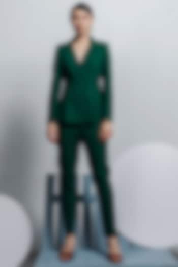 Emerald Green Polyester Pant Set by Zosia at Pernia's Pop Up Shop