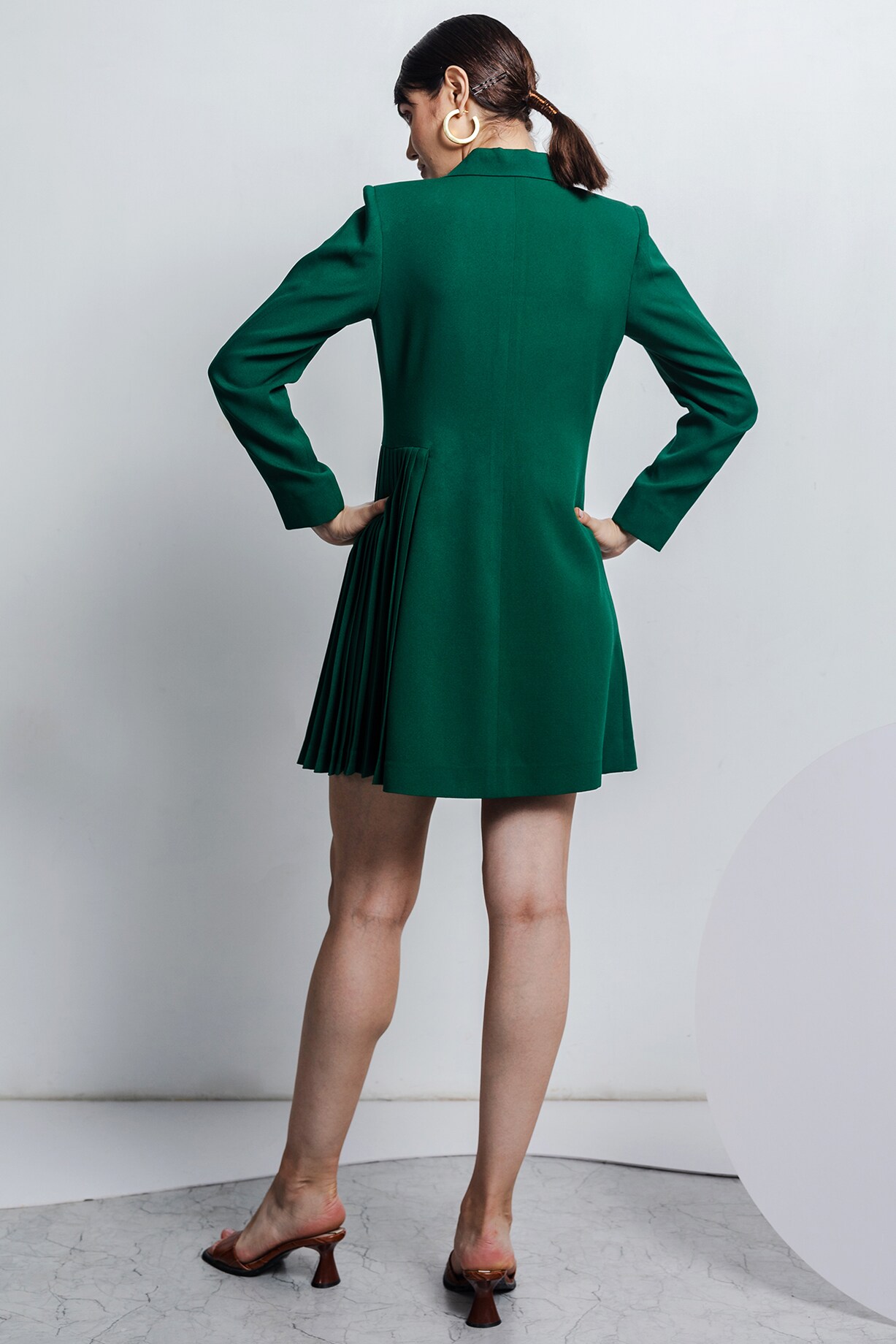 Emerald Green ButtonUp Dress Design by Zosia at Pernia's Pop Up Shop 2024