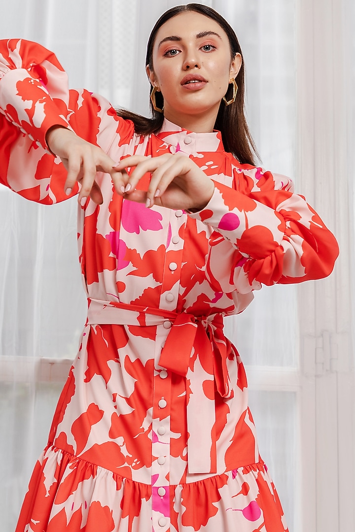 Orange Polyester Summer Shirt Dress by Zosia at Pernia's Pop Up Shop