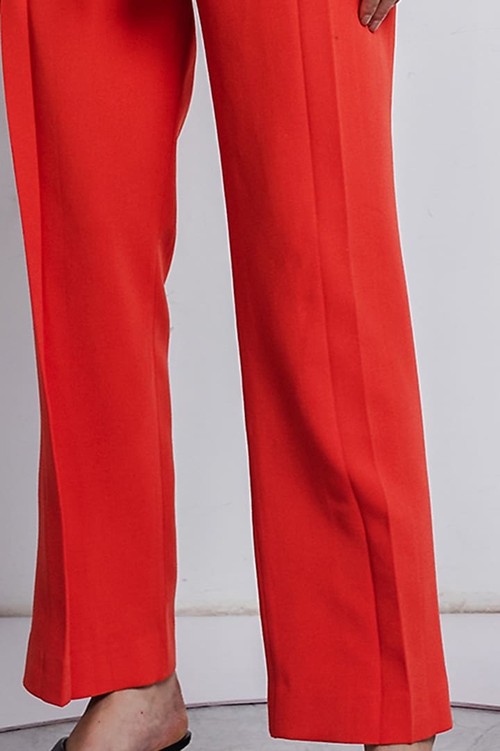 Burnt Orange Banana Polyester Pant Set by Zosia at Pernia's Pop Up Shop