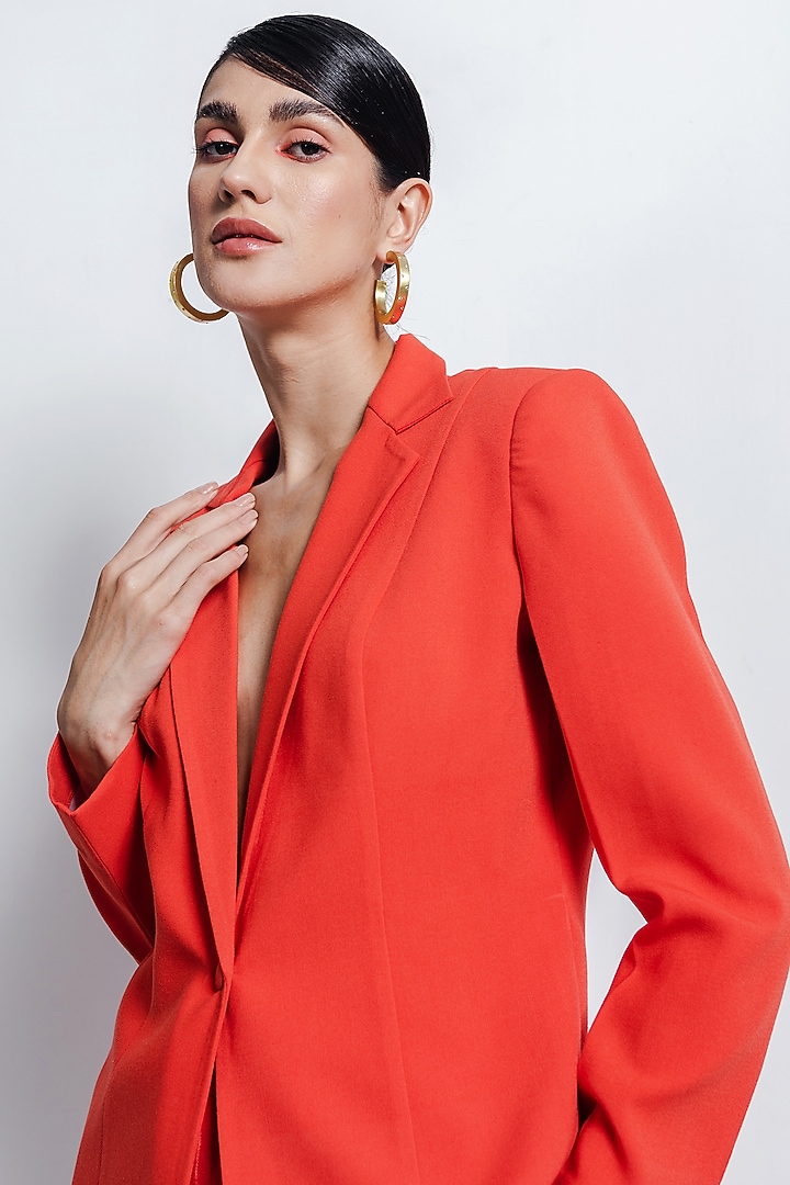 Burnt Orange Banana Polyester Pant Set by Zosia at Pernia's Pop Up Shop