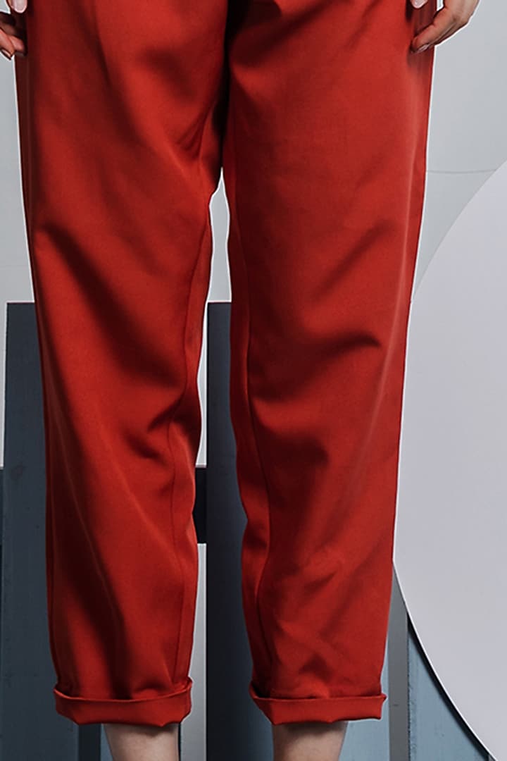 Powder Blue & Rust Brown Pant Set by Zosia at Pernia's Pop Up Shop