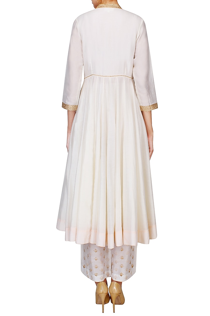 Ivory badla work afghani jacket with wide leg pants available only at Pernia's Pop Up Shop.