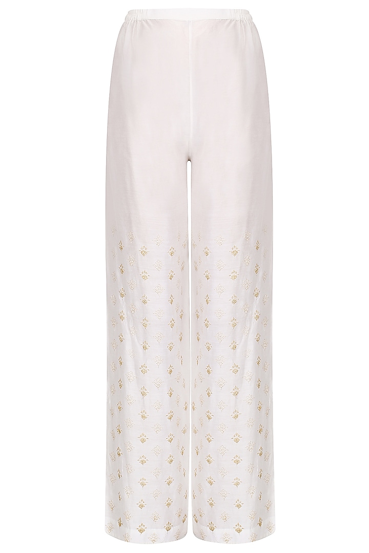 Ivory badla work afghani jacket with wide leg pants available only at Pernia's Pop Up Shop.