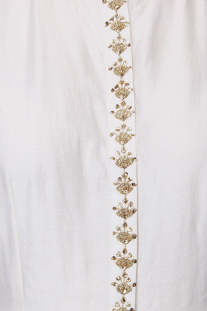 Ivory badla work afghani jacket with wide leg pants available only at Pernia's Pop Up Shop.