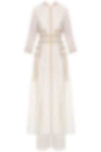 Ivory pearl work afghani jacket with wide leg pants available only at Pernia's Pop Up Shop.