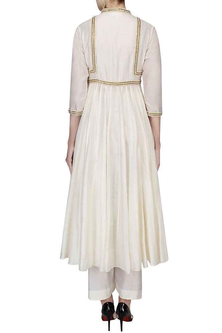 Ivory pearl work afghani jacket with wide leg pants available only at Pernia's Pop Up Shop.