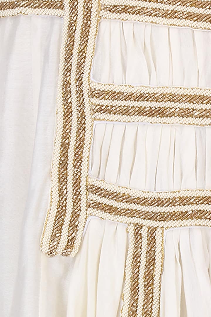 Ivory pearl work afghani jacket with wide leg pants available only at Pernia's Pop Up Shop.