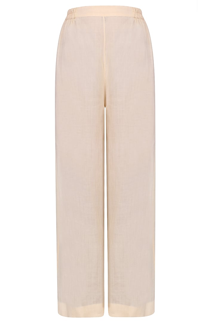 Peach pearl work pleated afghani jacket with wide leg pants available only at Pernia's Pop Up Shop.