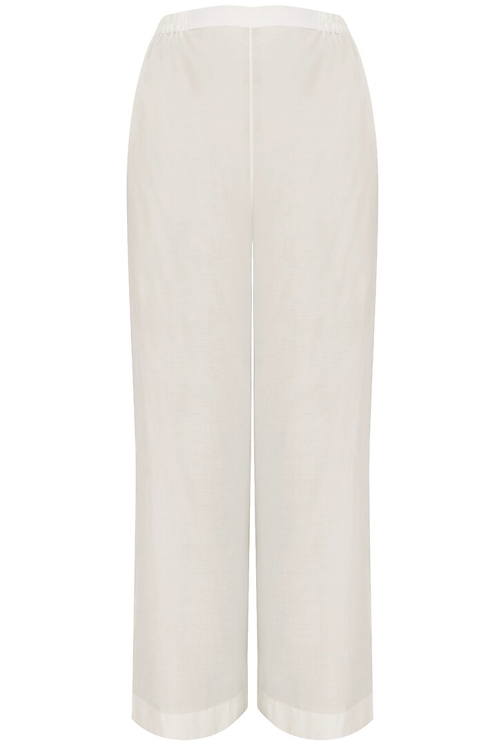 Ivory pearl embroidered pleated afghani jacket with ivory wide leg pants available only at Pernia's Pop Up Shop.