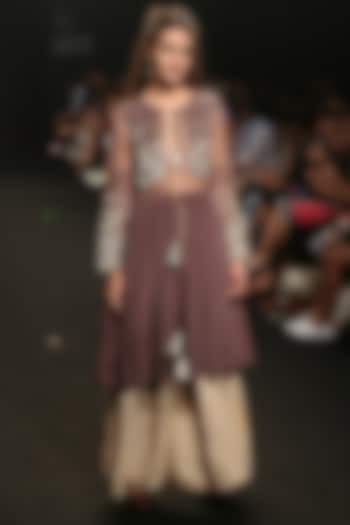 Brown double tie up scalloping jacket available only at Pernia's Pop Up Shop.