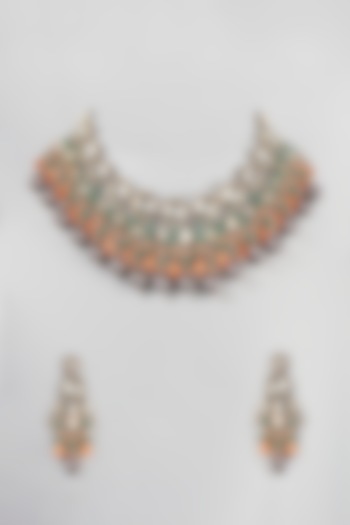 Two Tone Finish Beaded Necklace Set by Zarconn at Pernia's Pop Up Shop