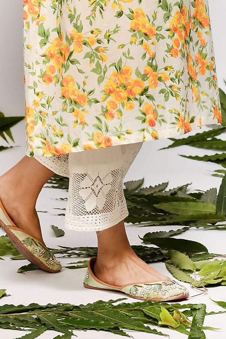 Bright Yellow Floral Printed Kurta Set by Zumaira The Label at Pernia's Pop Up Shop