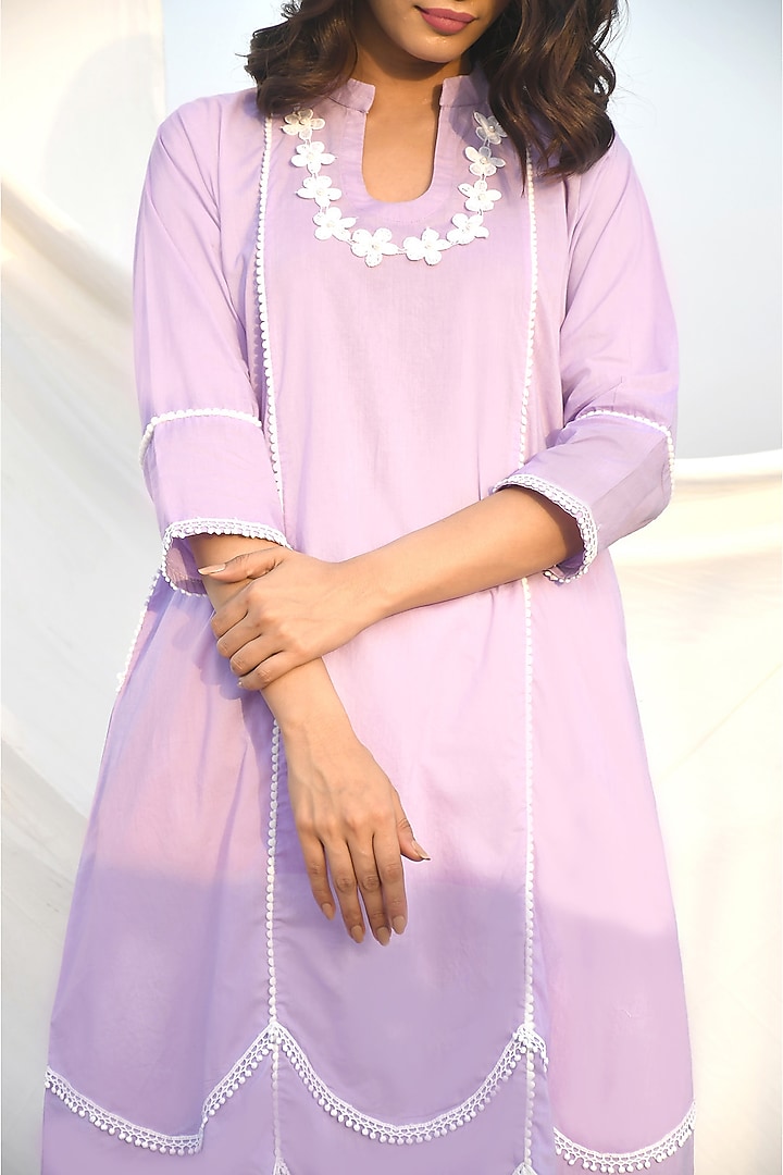 Lilac Cotton A-Line Kurta Set by Zumaira The Label at Pernia's Pop Up Shop