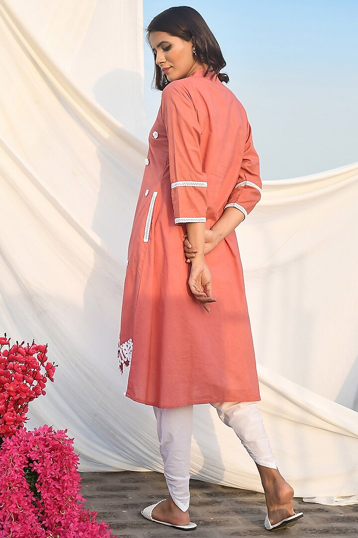Rust Cotton A-Line Kurta Set by Zumaira The Label at Pernia's Pop Up Shop