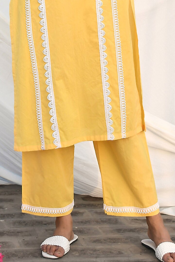 Yellow Cotton Kurta Set by Zumaira The Label at Pernia's Pop Up Shop