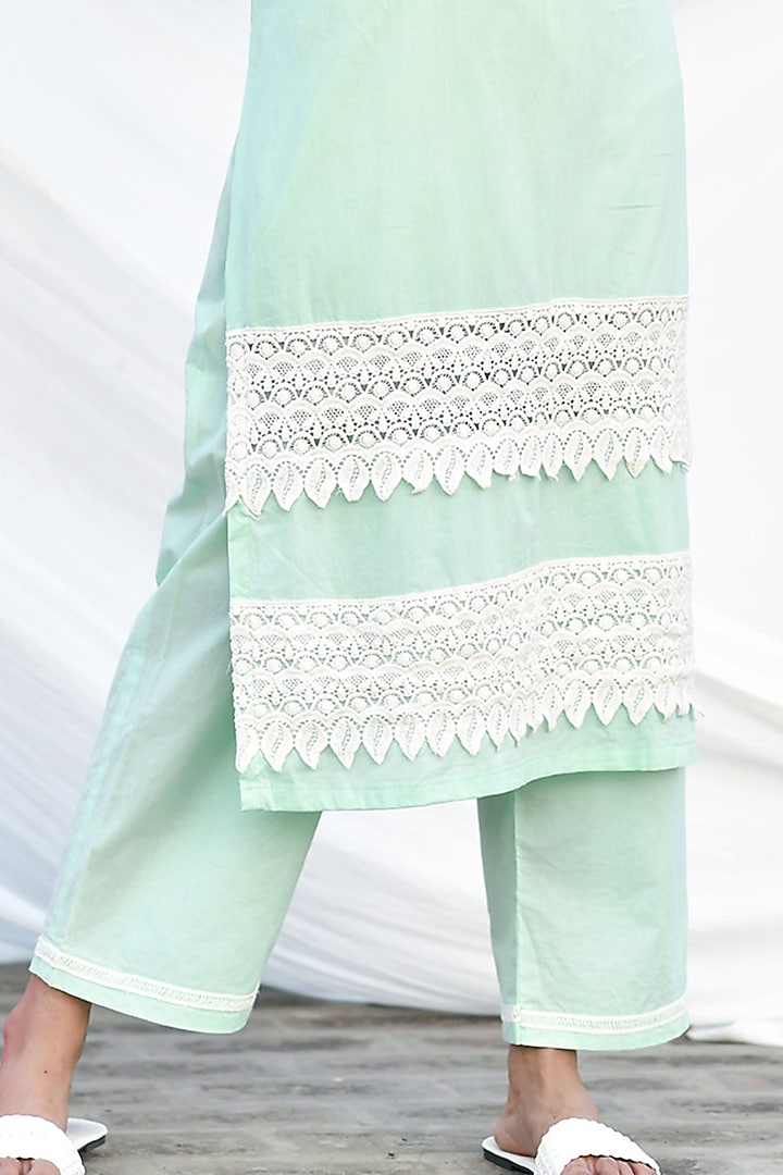 Mint Green Cotton Kurta Set by Zumaira The Label at Pernia's Pop Up Shop
