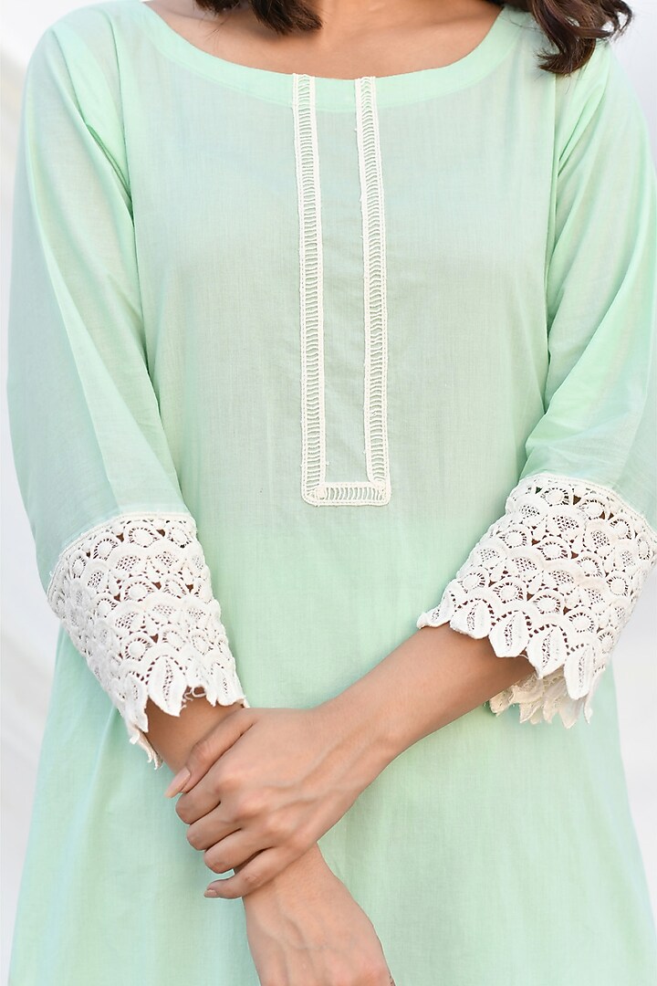 Mint Green Cotton Kurta Set by Zumaira The Label at Pernia's Pop Up Shop