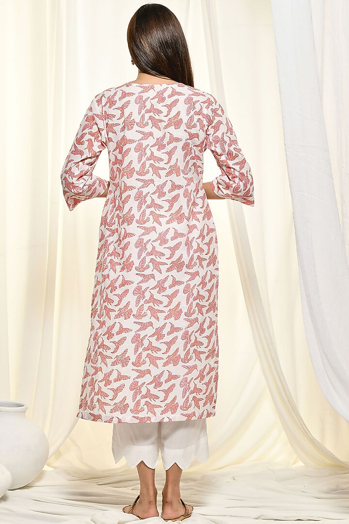 White Printed Kurta Set by Zumaira The Label at Pernia's Pop Up Shop