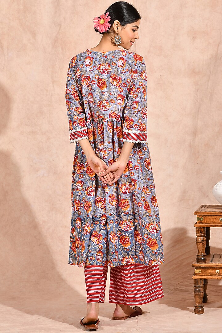 Multi-Coloured Printed Kurta Set by Zumaira The Label at Pernia's Pop Up Shop