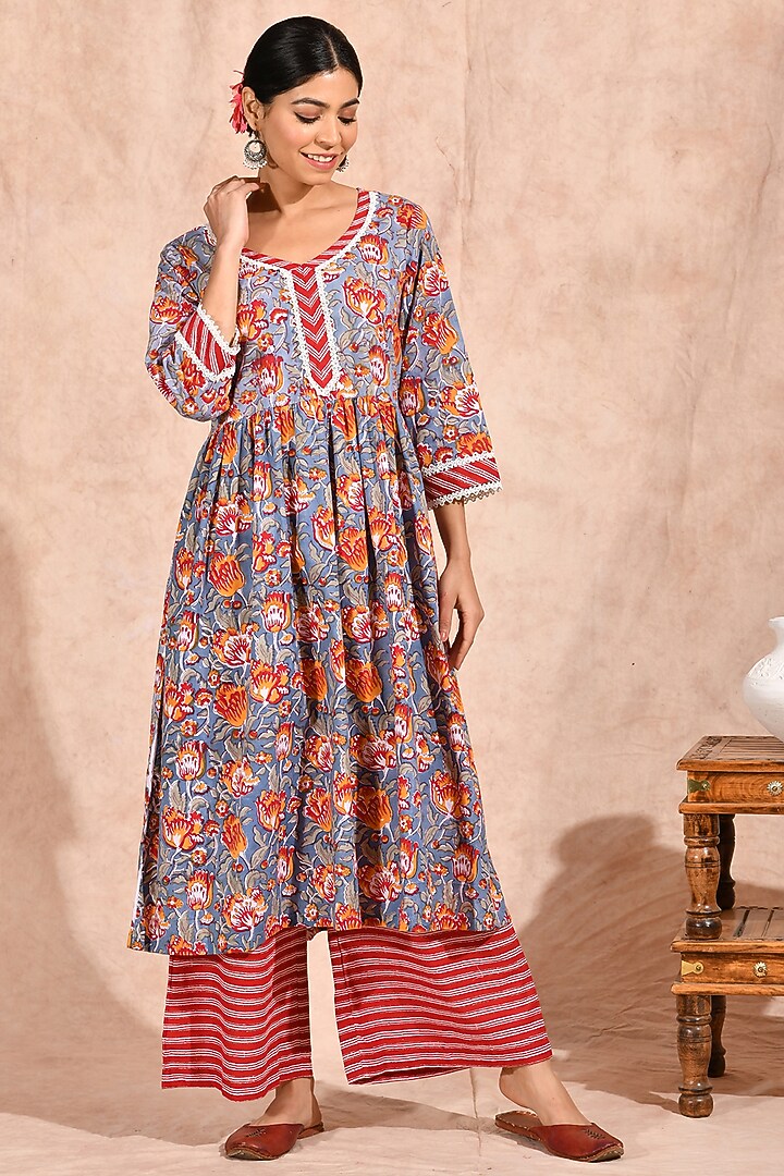 Multi-Coloured Printed Kurta Set by Zumaira The Label at Pernia's Pop Up Shop