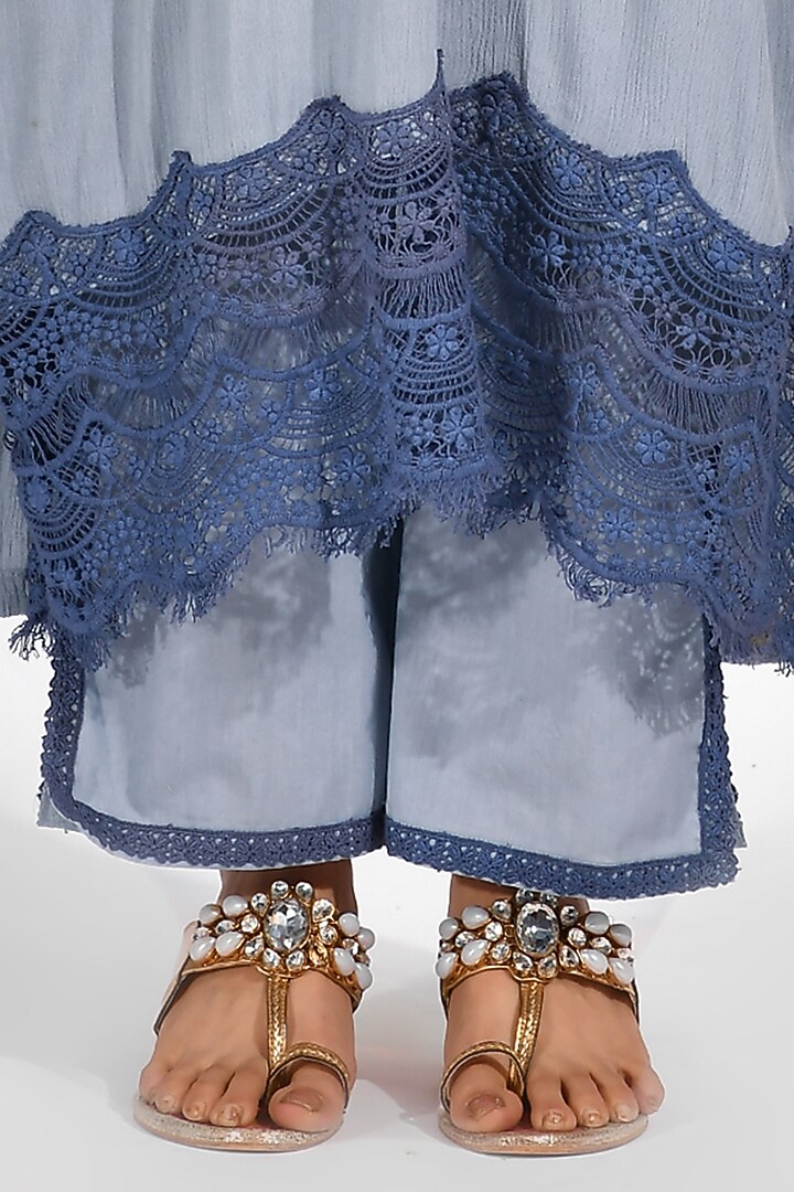 Grey Cotton Crepe Kurta Set by Zumaira The Label at Pernia's Pop Up Shop