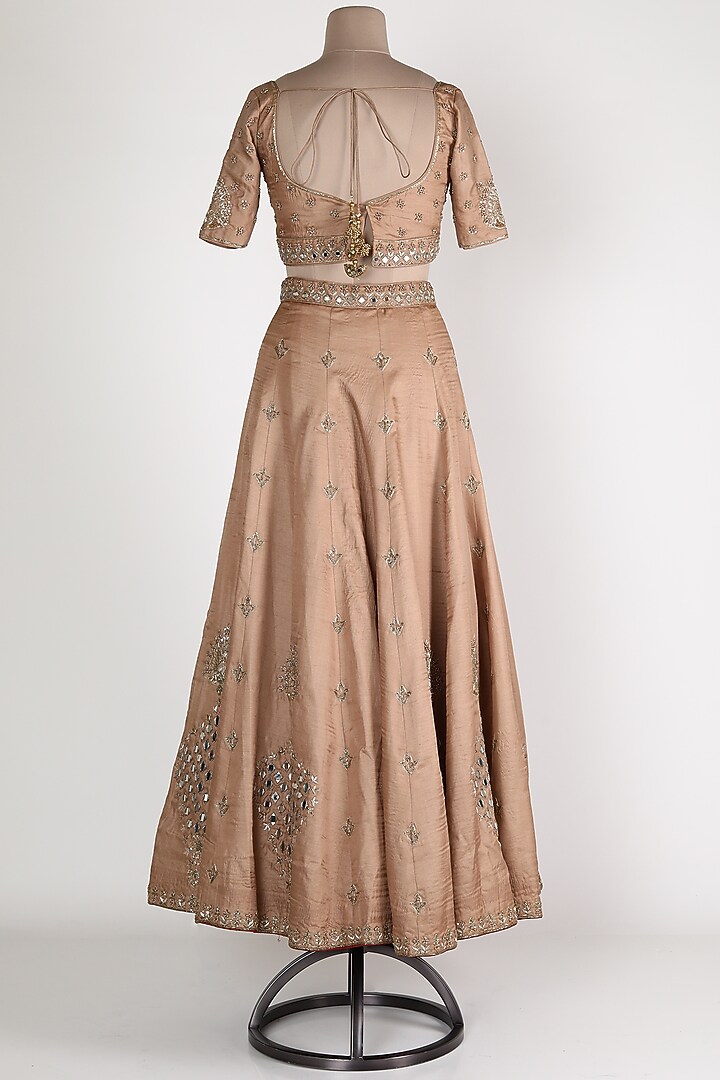 Beige Embroidered Wedding Lehenga Set by Zuri at Pernia's Pop Up Shop