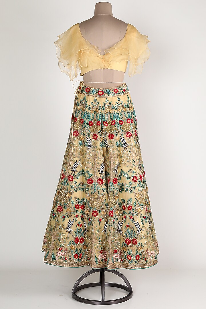 Yellow Embroidered Bridal Lehenga Set by Zuri at Pernia's Pop Up Shop