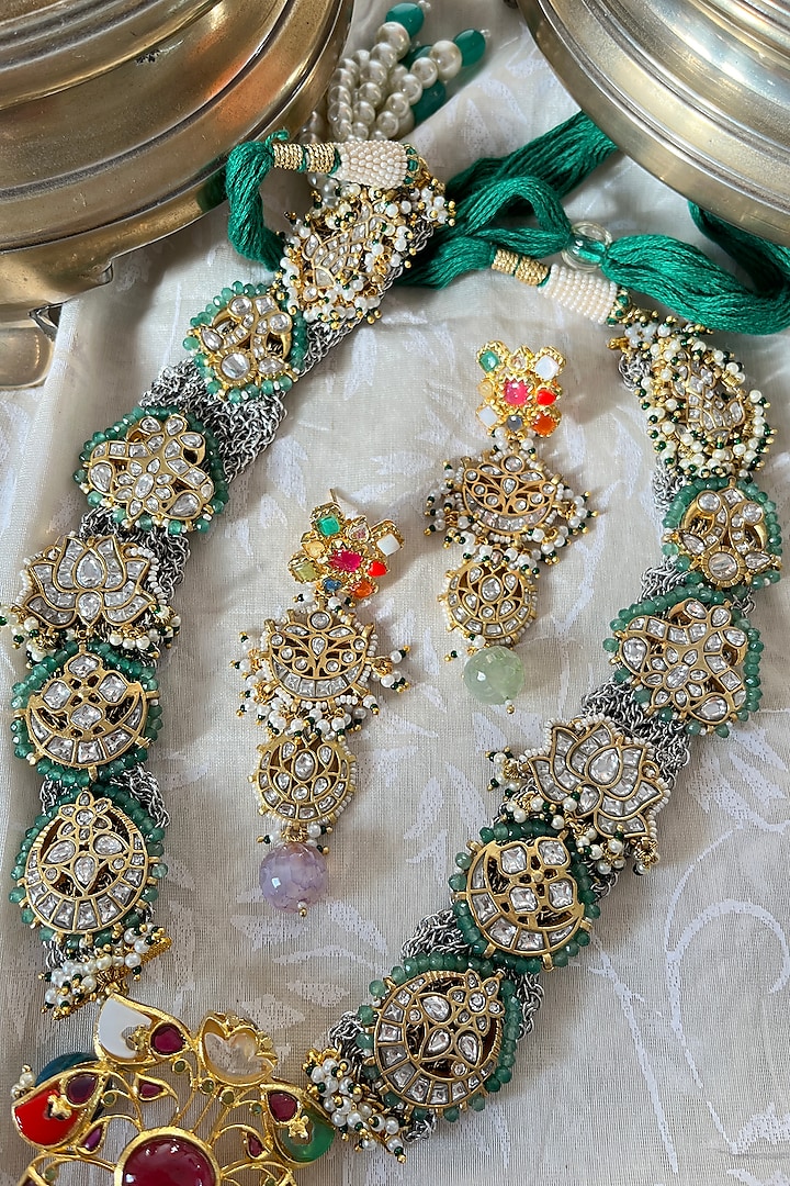 ZEVAR I Gold Plated High Quality Brass Kundan Choker Set