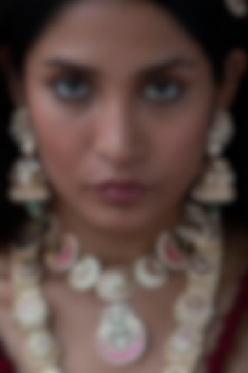 Gold Plated Jadau Kundan Polki Necklace Set by Zevar King at Pernia's Pop Up Shop