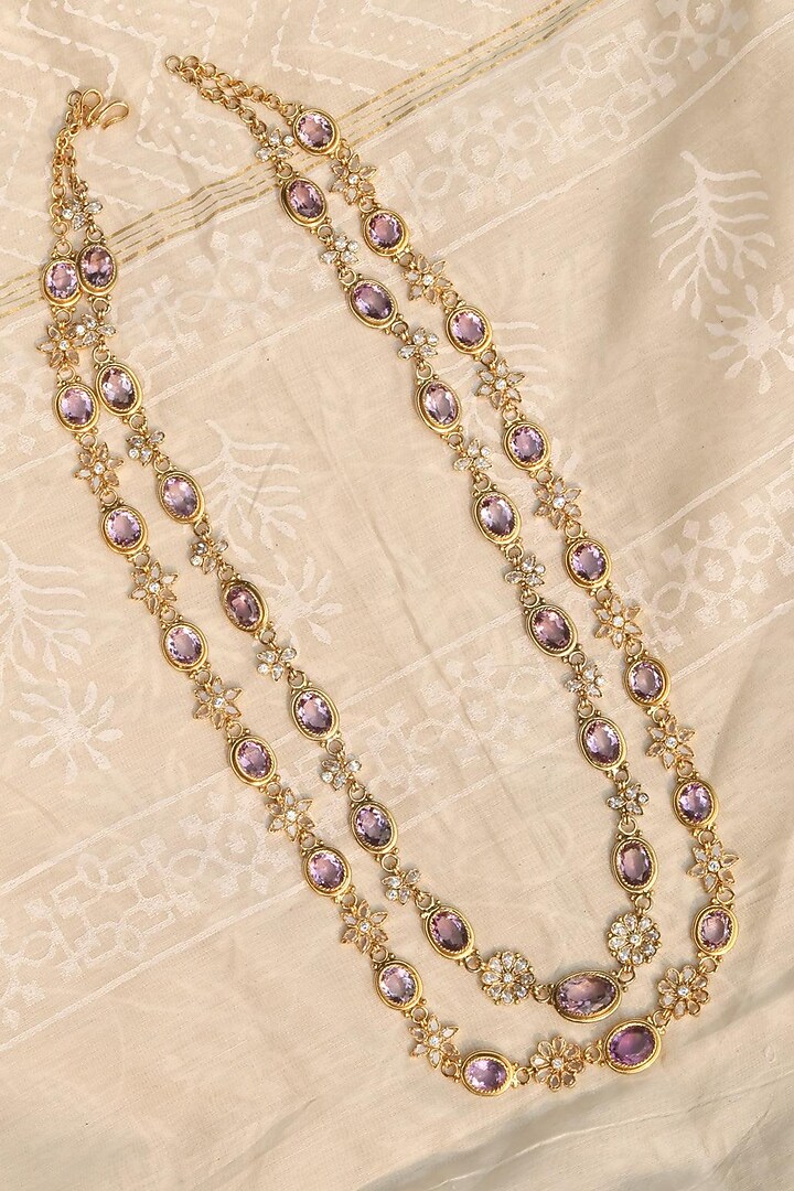 Gold Plated Jadau Kundan Polki Long Necklace Set by Zevar King at Pernia's Pop Up Shop