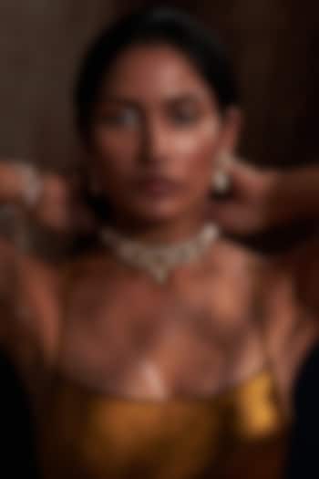 Gold Plated Jadau Kundan Polki Choker Necklace Set by Zevar King at Pernia's Pop Up Shop