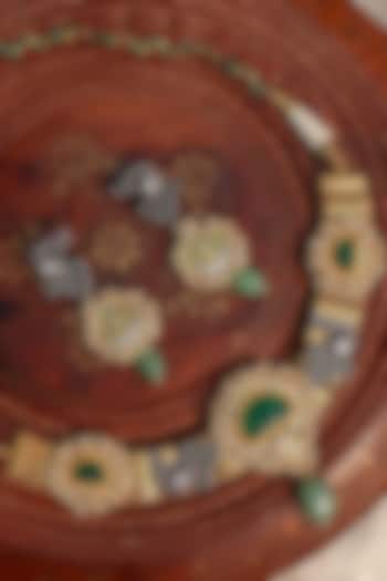 Gold Plated Jadau Kundan Polki Choker Necklace Set by Zevar King at Pernia's Pop Up Shop