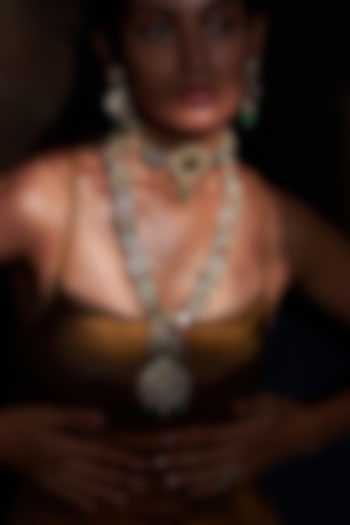 Gold Plated Jadau Kundan Polki Necklace Set by Zevar King at Pernia's Pop Up Shop