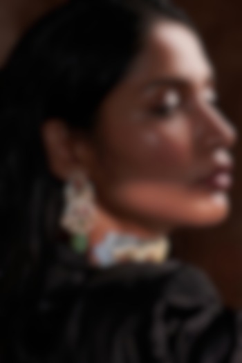 Gold Plated Multi-Colored Jadau Kundan Polki Choker Necklace Set by Zevar King at Pernia's Pop Up Shop