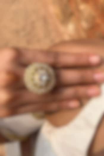 Gold Plated Jadau Kundan Handcrafted Ring by Zevar King at Pernia's Pop Up Shop