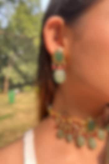 Gold Plated Jadau Kundan Polki Choker Necklace Set by Zevar King at Pernia's Pop Up Shop