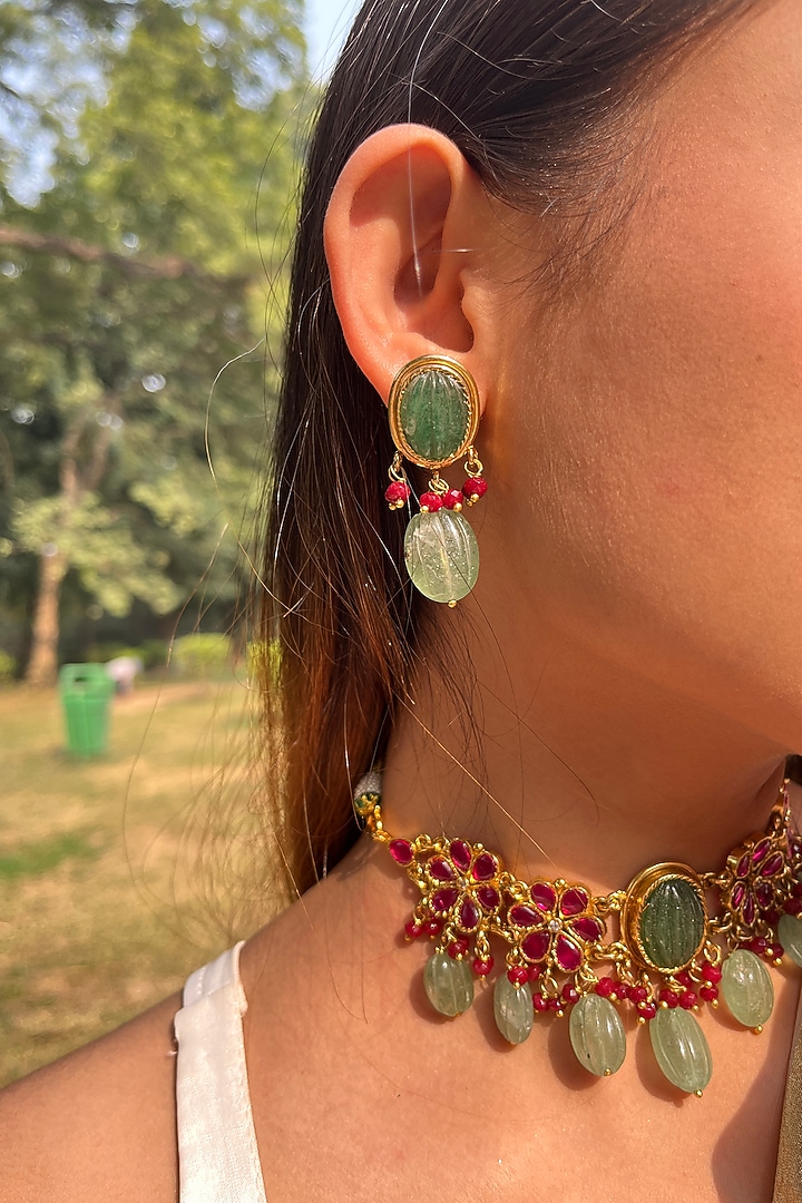 Kundan Choker Necklace Jadau Kundan Necklace Gold Plated Jadau