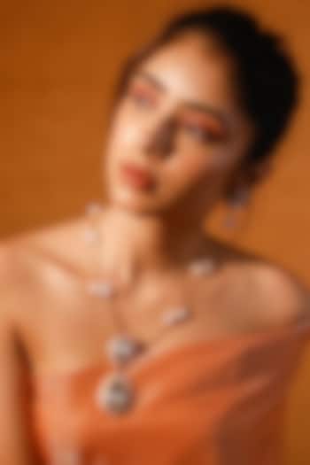 Gold Finish Kundan Polki Pendant Necklace Set by Zevar King at Pernia's Pop Up Shop