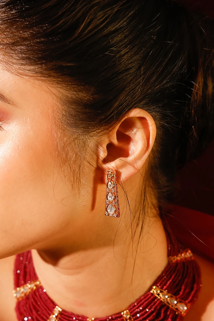 Gold Finish Kundan Polki & Red Stone Choker Necklace Set by Zevar King at Pernia's Pop Up Shop