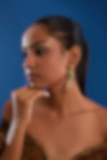 Gold Finish Kundan Polki & Multi-Colored Stone Earrings by Zevar King at Pernia's Pop Up Shop