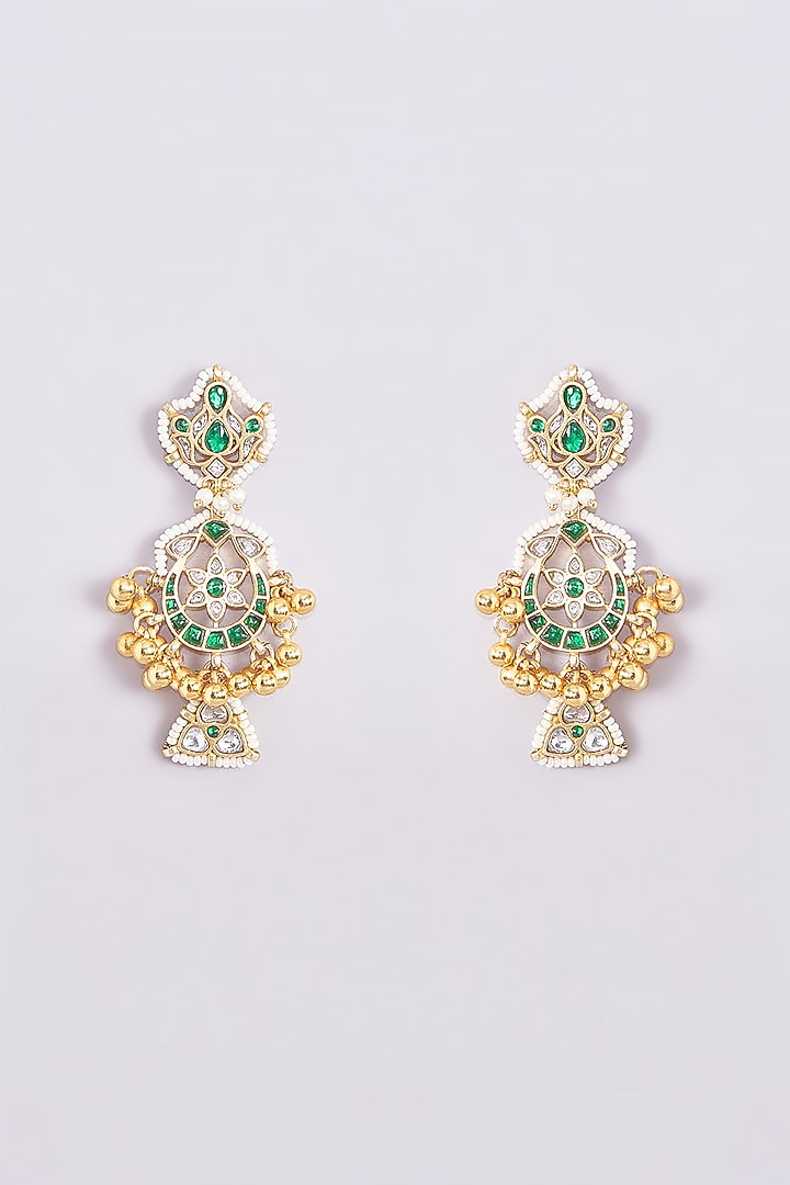 Gold Finish Kundan Polki & Stone Necklace Set by Zevar King at Pernia's Pop Up Shop